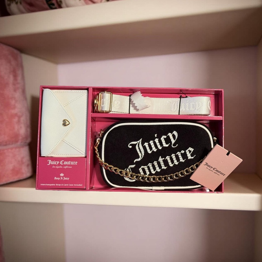 Juicy Couture NWT Black & White Classic Juicy Camera Crossbody Bag Set (P191)